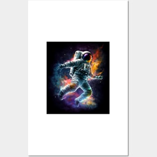 Astronaut dancing in space cosmos Posters and Art